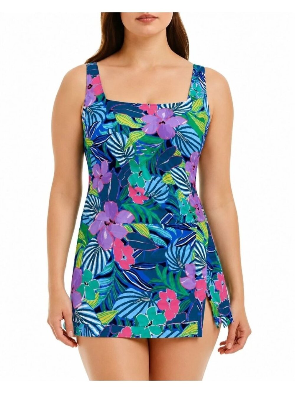 Beyond Control Tropical Floral One-Piece Swimsuit Size L Multicolor Pattern